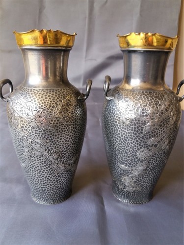 Beaux vases metal argente - beaux,
