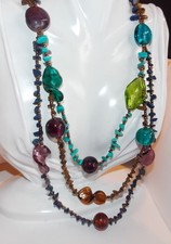 Hand crafted Chalumeau Verre Cuivre Collier Lapis Turquoise T-Eye Perle 11c 18