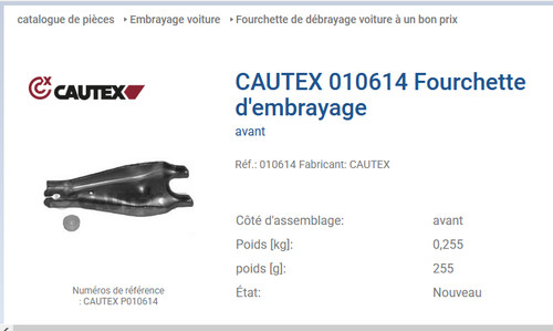 Fourchette embrayage cautex - fourchette,