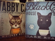 2 PLAQUES TOILE ART MURAL CHAT