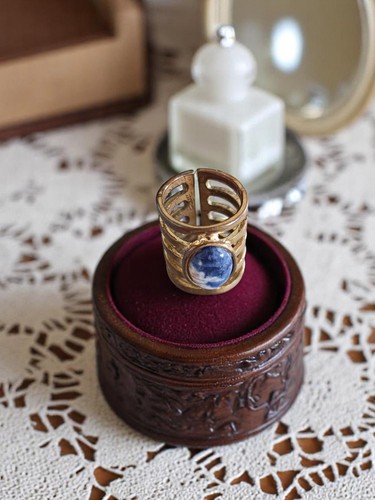 Bague large rétro dorée