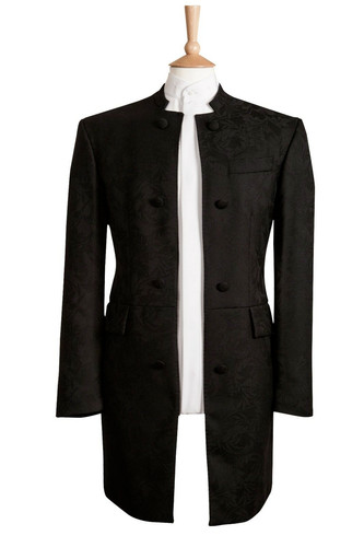 Veste nehru noire brocart - veste, en