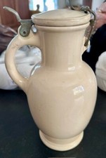 RARE ANCIENNE CHOPE A BIERE VINTAGE ALLEMANDE EN CERAMIQUE BEIGE (1 L)