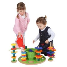 Jouet en Bois Jardin Jeu D'Encastrement Lxlxh 405x405x150mm Neuf Fleurs Blocs