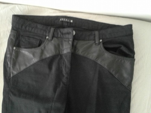 Pantalon noir t36 empiècement - pantalon,