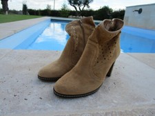 Bottines cuir neuves daim CREEKS 36 nude camel Automne Hiver