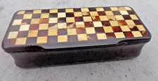 Séduisante Vintage Grand Faux Damier Motif Écaille de Tortue Snuff Boîte C 1900s