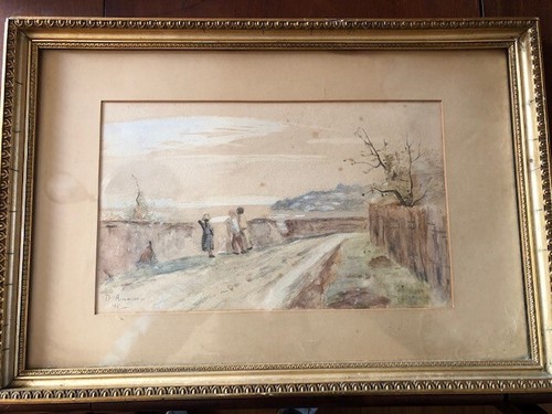 Antique watercolor painting - antique, in
