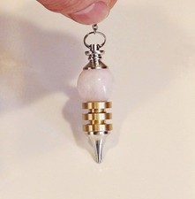 °* PENDULE EMETTEUR MICRO VIBRATOIRE QUARTZ ROSE 3 PLATEAUX RADIESTHESIE