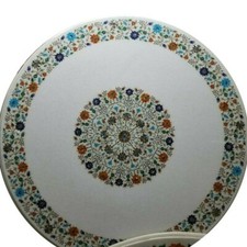 36 " Marbre Rond Café Table Top Handmade Floral Incrustation Art Décor Maison