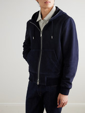 Blouson cuir bleu marine homme