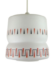 Pendant Hanging Ceiling Light Lunel Opalin Geometric Lantern White Glass 1960