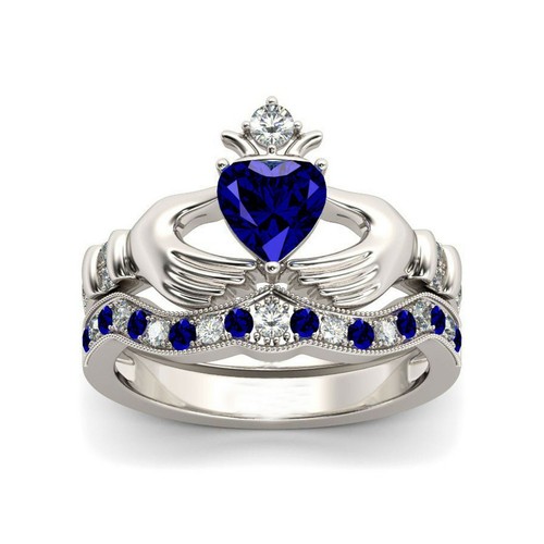 2ct coeur simulé saphir - coeur,