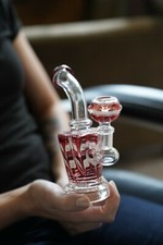 6 inch new red/white glass