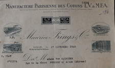 Facture 1923 LILLE coton LV MFA FRINGS mercerie couture entête 135