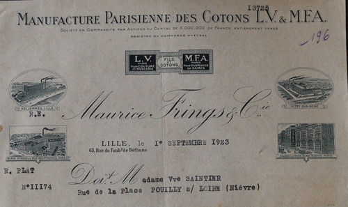 Facture 1923 lille coton - facture,