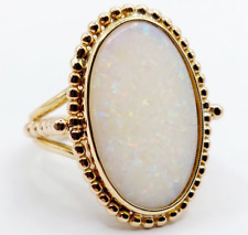 Bague chevalière art deco or 18k opale 3,10 carats cabochon (circa 1960)
