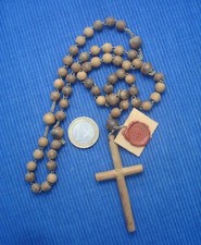 B34 Rare Chapelet Ancien en Bois d'Olivier GETHSEMANI  Religion