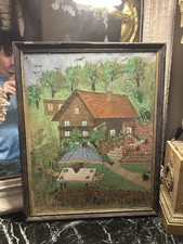 Huile Sur Toile Ancienne Représentant Une Maison