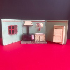 JOUET ANCIEN VINTAGE - PETITE CUISINE POUPEE DEPLIABLE TOLE PEINTE - STYLE INDUS