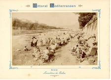 France, Nice, Lavandière du Paillon  Vintage albumen print.  Tirage albuminé 