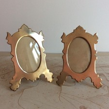 2 Cadres Anciens Laiton et Verres Bombés XIXème - French Antique Frame
