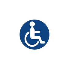 Autocollant logo Handicapé rond fond bleu Hancicap Handicaped Mobilité réduite s