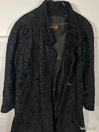 Manteau fourrure astrakan noir - fourrure,