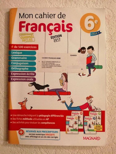 Mon cahier français cycle - cahier, 6e