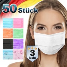 50x Masques faciaux protection bouche nasal jetable adulte/enfant triple couche