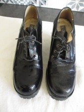 KOOKAI CHAUSSURES COMPENSÉES CUIR NOIR VERNI POINTURE 37/38 TRÈS BON ÉTAT