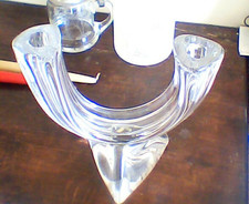 chandelier à deux branches en verre - cristallerie de Lorraine - H 22 cm