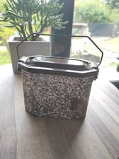 Ancienne gamelle / cantine / boite à casse-croûte en tôle émaillée marron-gris