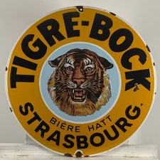 Plaque émaillée à essence Tigre-Bock - Ø 50 cm (19,7") - Signage pub bière...