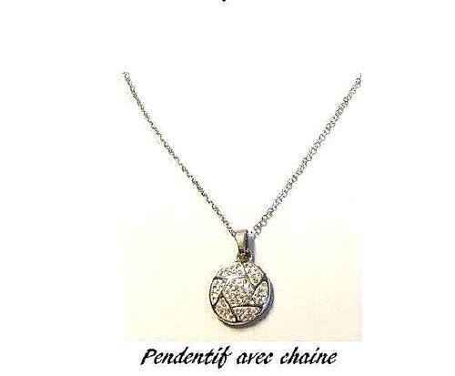 Pendentif acier brillant serti - pendentif,