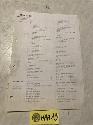 Honda moto xr600r type - h, pe04