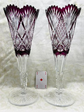 VAL SAINT LAMBERT VASE POKAL POKALE CRISTAL DOUBLE DE MARIAGE COULEUR COLORÉ AA