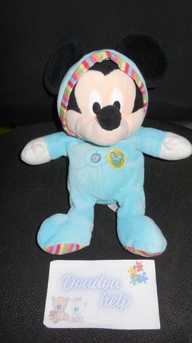 Doudou peluche mickey - peluche, bleu