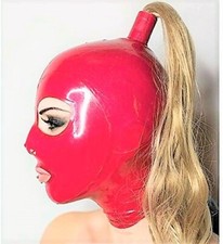 Latex Hood With Ponytail And
