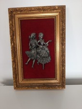 Ancien Cadre Velours Et Étain Danseur