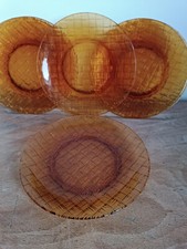 6 assiettes à dessert couleur ambré effet tressé