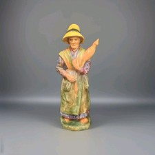 Sculpture Céramique Signée Géo Martel Femme à La Quenouille 32cm