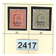 2417 CHAMBA INDE 1903-1905 LOT 2 TIMBRES NEUFS N* MH N° 25 & 26