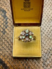 ANCIENNE BAGUE ARGENT MASSIF OR ROSE VERMEIL - 7 TOURMALINES VÉRITABLES