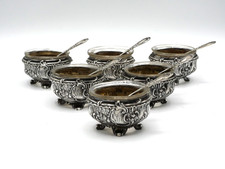 SUITE DE 6 SALERONS ET PELLES EN ARGENT MASSIF POINCON MINERVE