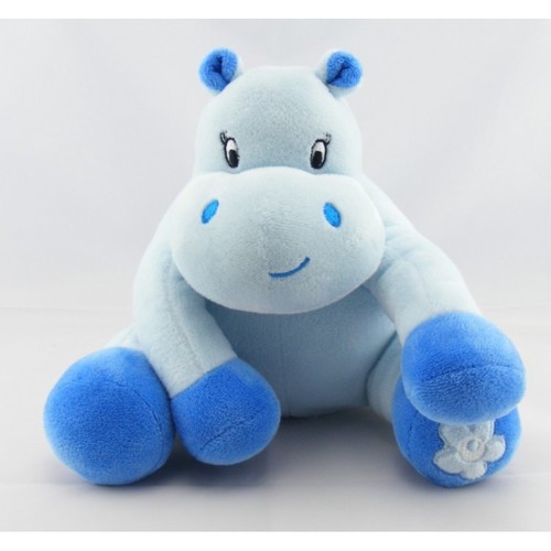 Doudou hippopotame bleu - , avec