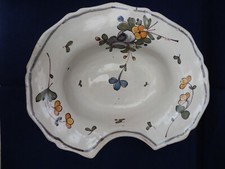 Ancien PLAT A BARBE en Faïence Décor Floral - Barbier - Coiffeur -
