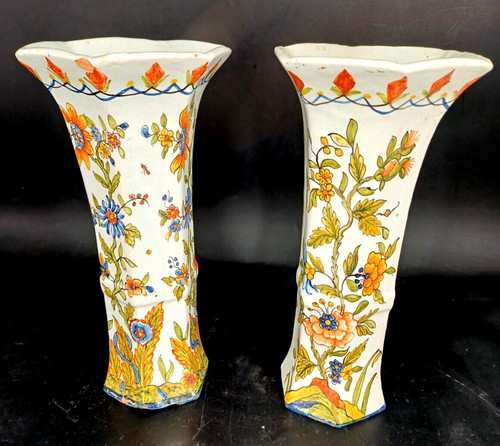 Paire vases faience - en, de
