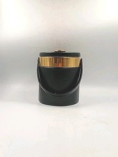 Seau Bac à Glace Vinyl Skaï Noir Doré Vintage Années 60 70 Midcentury Moderniste