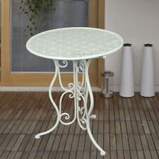 Table Bistrot Style Campagne Ronde 60Cm Look Shabby Jardin Terrasse Métal